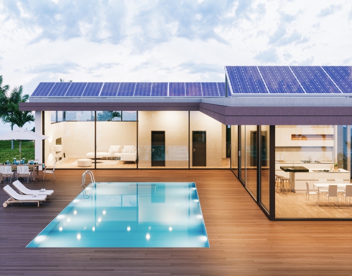 Solar Panels on the Roof of a Luxury House in Homosassa Springs, FL